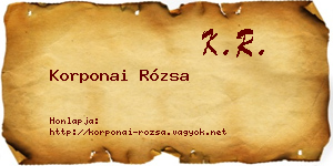 Korponai Rózsa névjegykártya